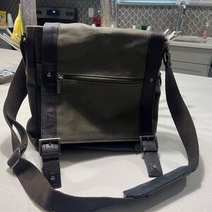 Olive Green Canvas Messenger Bag